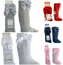 Load image into Gallery viewer, Girls Pelerine Knee High Socks With Ribbons 0-6 Years