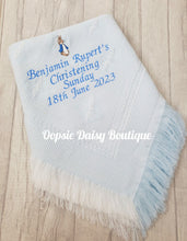 Load image into Gallery viewer, Personalised Christening Day Shawl Peter Rabbit