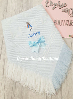 Personalised Peter Rabbit Baby Shawl Blanket