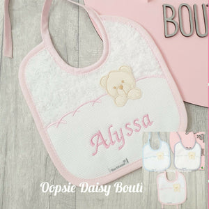 Personalised Spanish Teddy Bib With Towelling Back