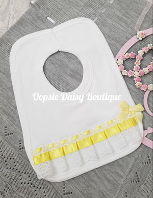 Spanish Style Lemon Ribbon Lace & Bows Bibs