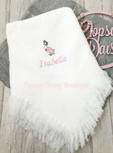 Load image into Gallery viewer, Personalised Jemima Puddle Duck Peter Rabbit Baby Shawl Blanket