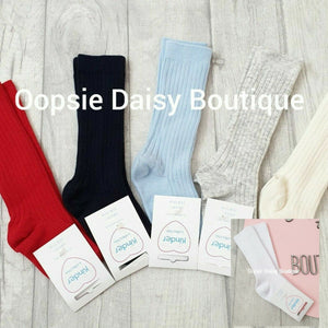 Baby Boys Girls Spanish Style 3/4 Ribbed Long Infant Socks upto 4yrs