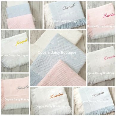 Personalised Baby Shawl Blanket - Star Design - Oopsie Daisy Baby Boutique