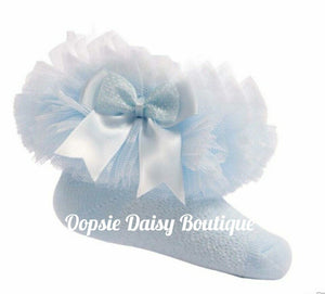 Frilly Socks Ankle Tutu Socks Blue