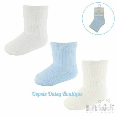 Baby Socks Boys 3 Pair Ribbed Socks