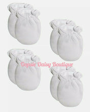 Load image into Gallery viewer, Baby White Scratch Mittens 2 &amp; 4 Pairs with Elastic Supersoft Elasticated Wrist