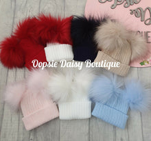 Load image into Gallery viewer, Baby Girls &amp; Boys Lovely Knitted Pom Pom Hats Sizes Newborn upto 6yrs