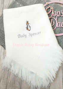 Personalised Peter Rabbit Baby Shawl Blanket