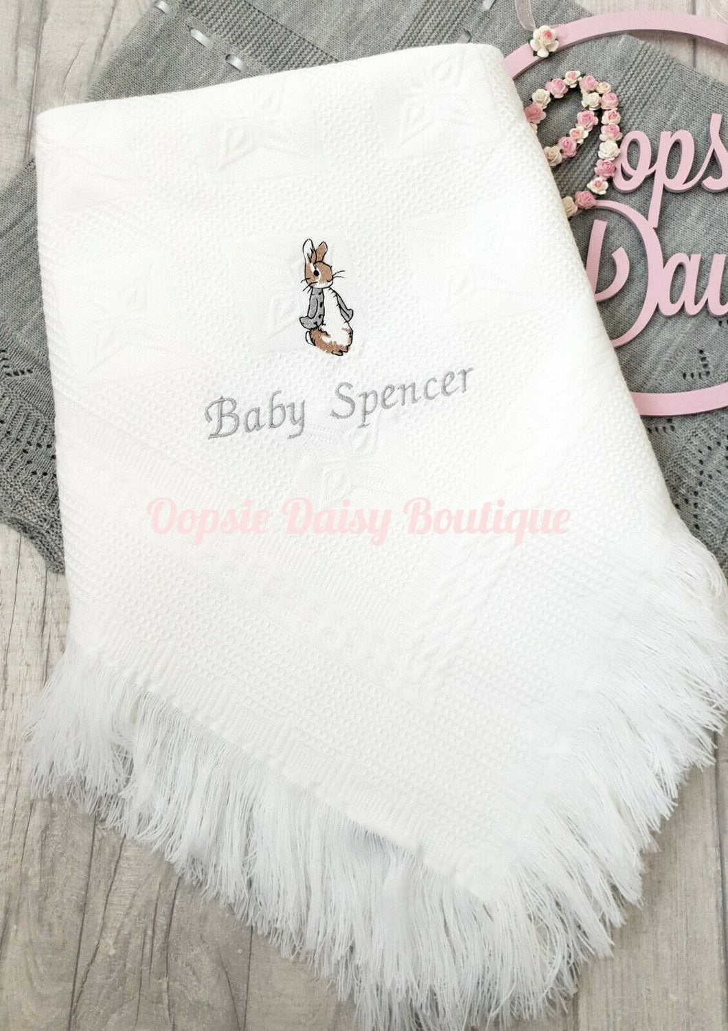 Personalised Peter Rabbit Baby Shawl Blanket
