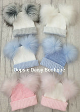 Load image into Gallery viewer, Knitted Double Pom Pom Hats Newborn