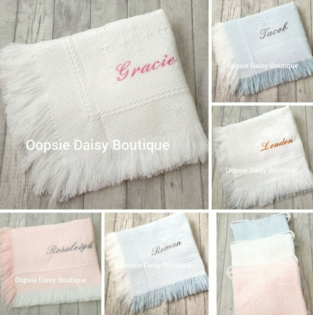 Personalised Baby Shawl Blanket - Diamond Design - Oopsie Daisy Baby Boutique