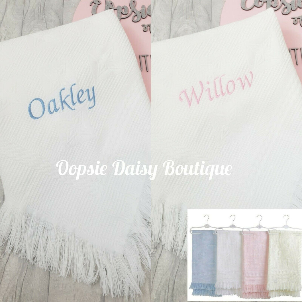 Personalised Baby Shawl Blanket Christening Shawl