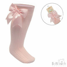 Load image into Gallery viewer, Girls Knee High Large Ribbon Socks 0-24mth