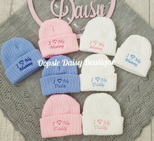Load image into Gallery viewer, Baby Knitted Hat I Love Mummy Daddy Beanie Hat Size Newborn