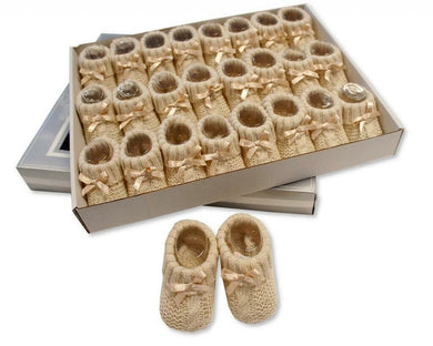 Beige Brown Knitted Booties Size 0-3mth
