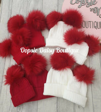 Load image into Gallery viewer, Baby Girls &amp; Boys Lovely Knitted Pom Pom Hats Size Newborn &amp; 3-12 Months