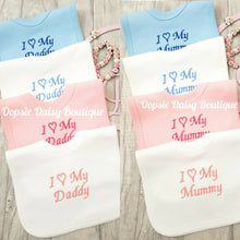 Load image into Gallery viewer, I Love Mummy &amp; Daddy Embroidered Bibs