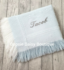 Personalised Baby Shawl Blanket - Diamond Design - Oopsie Daisy Baby Boutique