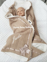 Load image into Gallery viewer, Personalised Caramel Baby Blanket Supersoft Cosy Sherpa Back
