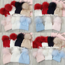 Load image into Gallery viewer, Baby Girls &amp; Boys Lovely Knitted Pom Pom Hats Sizes Newborn upto 6yrs