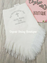 Load image into Gallery viewer, White Personalised Christening Day Shawl Blanket