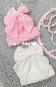Baby Girls Knitted Hat with Big Bow Size 0-12mth