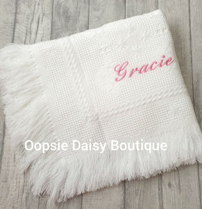 Personalised Baby Shawl Blanket - Extra Wording - Christening Shawl