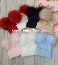 Load image into Gallery viewer, Baby Girls &amp; Boys Lovely Knitted Pom Pom Hats Sizes Newborn upto 6yrs