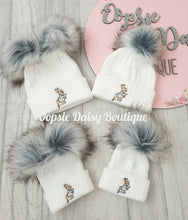Load image into Gallery viewer, Knitted Hats Boys Girls Peter Rabbit Pom Pom Hats 0-6yrs