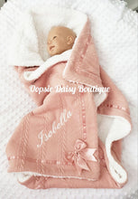 Load image into Gallery viewer, Personalised Dusky Pink Baby Blanket Supersoft Cosy Sherpa Back