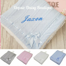 Load image into Gallery viewer, Personalised Baby Blanket Deluxe Supersoft Cosy Sherpa Back