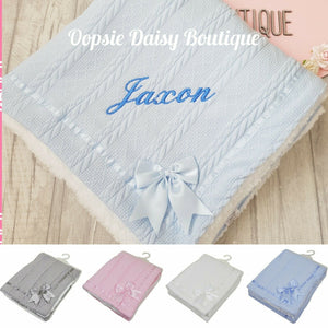 Personalised Baby Blanket Deluxe Supersoft Cosy Sherpa Back