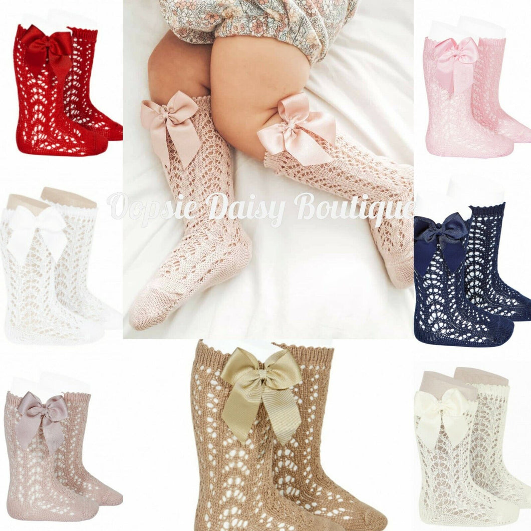 Condor Open Weave Spanish Pelerine Ribbon Knee High Socks