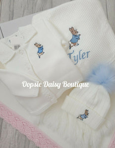 Personalised Peter Rabbit Baby Shawl Gift Box Set , Size 6-12mth