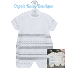 Load image into Gallery viewer, Personalised Boys Grey Knitted Romper Dandelion Baby