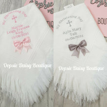 Load image into Gallery viewer, Personalised Christening Ribbon Shawl Blanket
