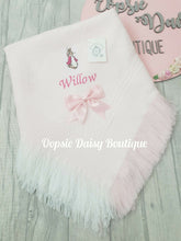 Load image into Gallery viewer, Personalised Flopsy Bunny Baby Ribbon Shawl Peter Rabbit