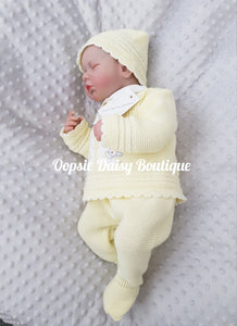 Baby Knitted Teddy Bear Outfit Size Newborn with Hat