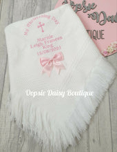 Load image into Gallery viewer, Personalised Christening Ribbon Shawl Blanket