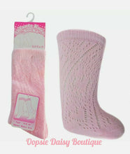 Load image into Gallery viewer, Girls Pink Pelerine Knee High Socks