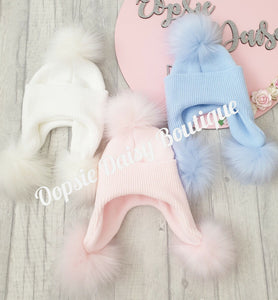 Baby Girls & Boys Lovely Knitted Pom Pom Hats Size 0-18 Months