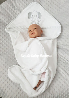 Baby Towel Hooded Grey Elephant