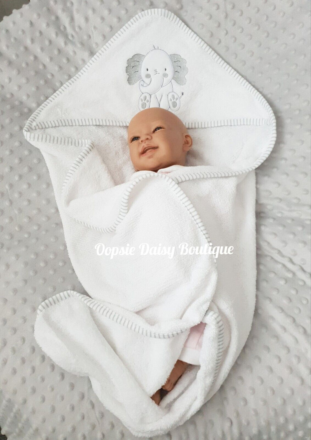 Baby Towel Hooded Grey Elephant