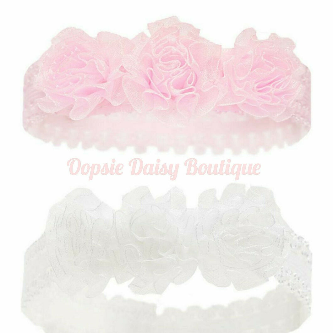 Beautiful Flowers Lace Headbands 0-12mth