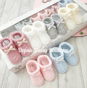 Baby Knitted Spanish Booties Size 0-3mth