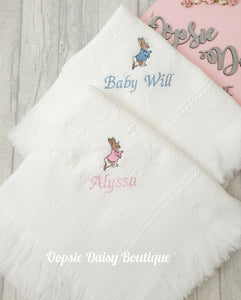 Personalised Peter Rabbit Baby Shawl Blanket
