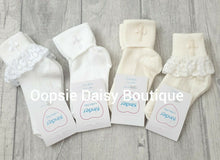 Load image into Gallery viewer, Christening Socks Baby Boys &amp; Girls Beautiful Quality Embroidered Cross Socks