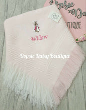 Load image into Gallery viewer, Personalised Flopsy Bunny Baby Shawl Blanket Peter Rabbit