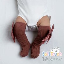 Load image into Gallery viewer, Girls Knee High Ribbon Socks Large Velvet Bow